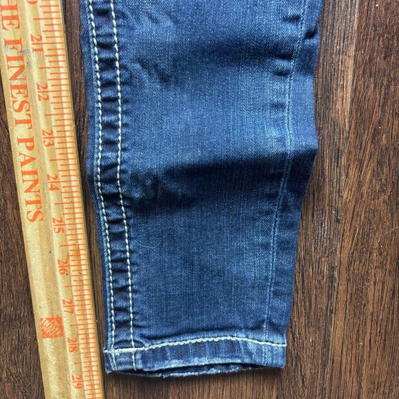 Miss Me Skinny Jeans Rhinestone Floral Pockets Distressed Medium Wash Size 25 - Picture 8 of 12